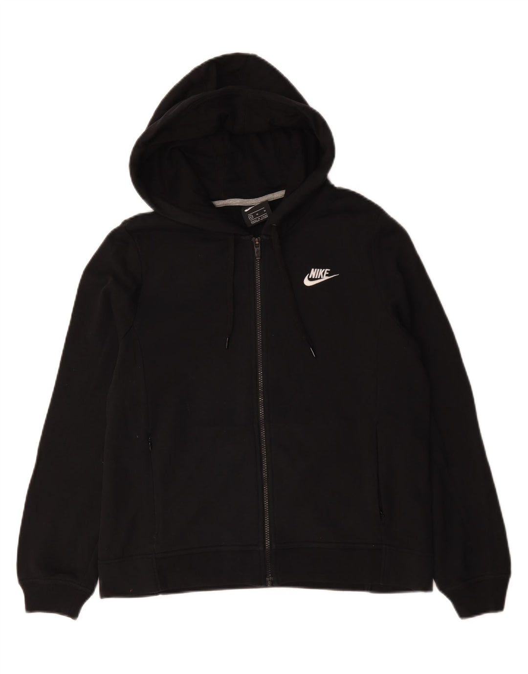 Nike hættetrøje med lynlås til kvinder UK 14 Medium Sort bomuld