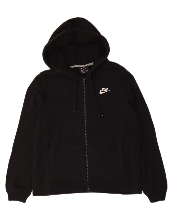 Nike hættetrøje med lynlås til kvinder UK 14 Medium Sort bomuld