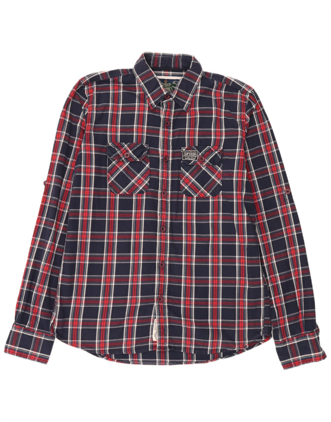 Superdry Flanelskjorte til mænd 2XL marineblå ternet bomuld