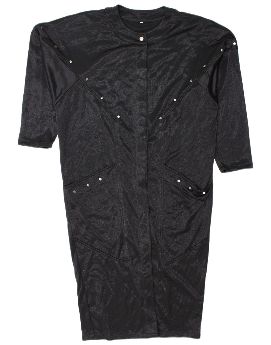 Vintage Dame Langærmet Skift Kjole UK 14 Stor Sort Viscose