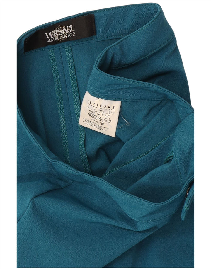 Versace lige fritidsbukser til kvinder W30 L34 blå polyamid