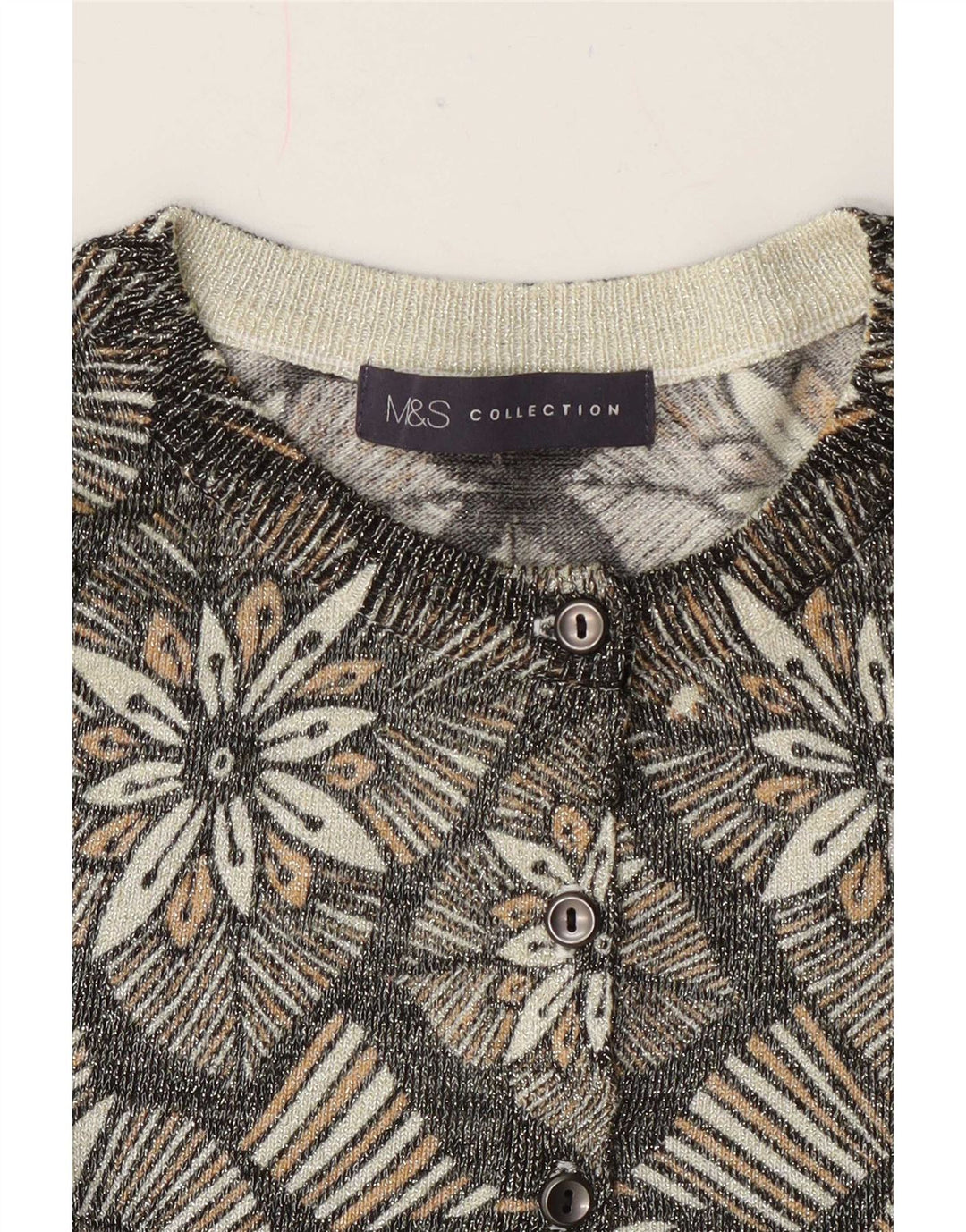 Marks & Spencer Dame Cardigan Sweater UK 14 Medium Grey Floral Classic