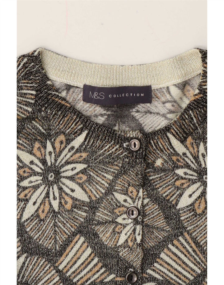 Marks & Spencer Dame Cardigan Sweater UK 14 Medium Grey Floral Classic