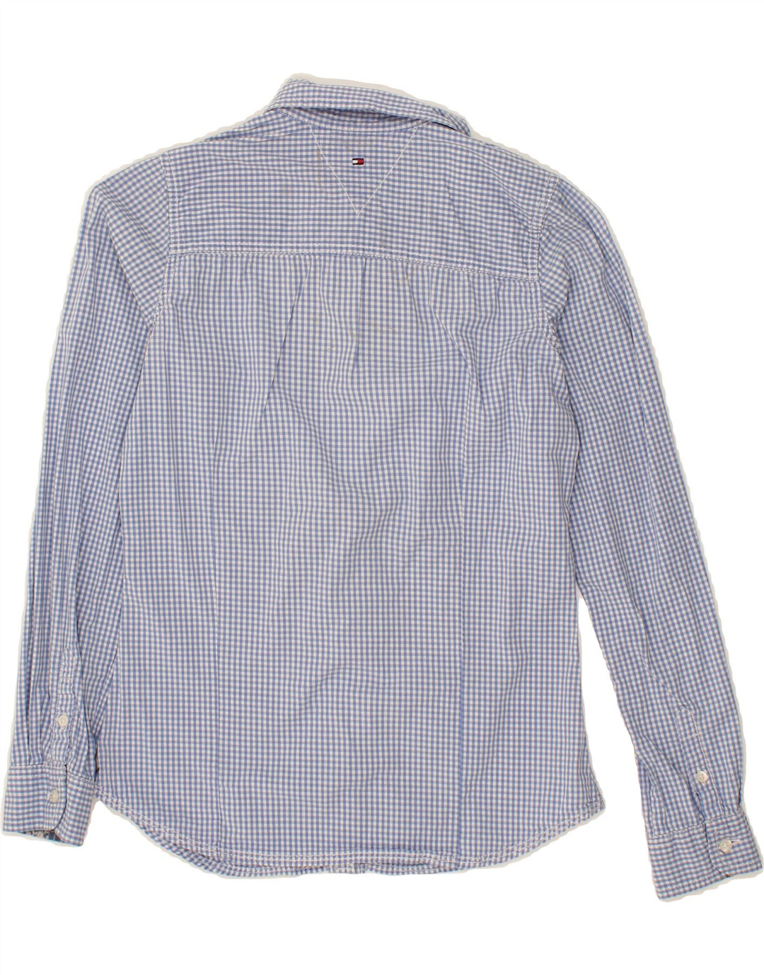 TOMMY HILFIGER Girls Ruffle Front Shirt 13-14 Years Blue Gingham Vintage Tommy Hilfiger and Second-Hand Tommy Hilfiger from Messina Hembry 