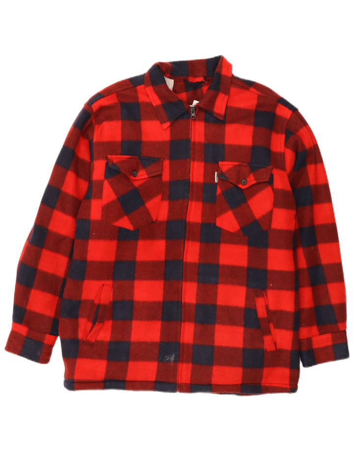 Vintage herre fleece skovhugger skjorte stor rød Gingham polyester