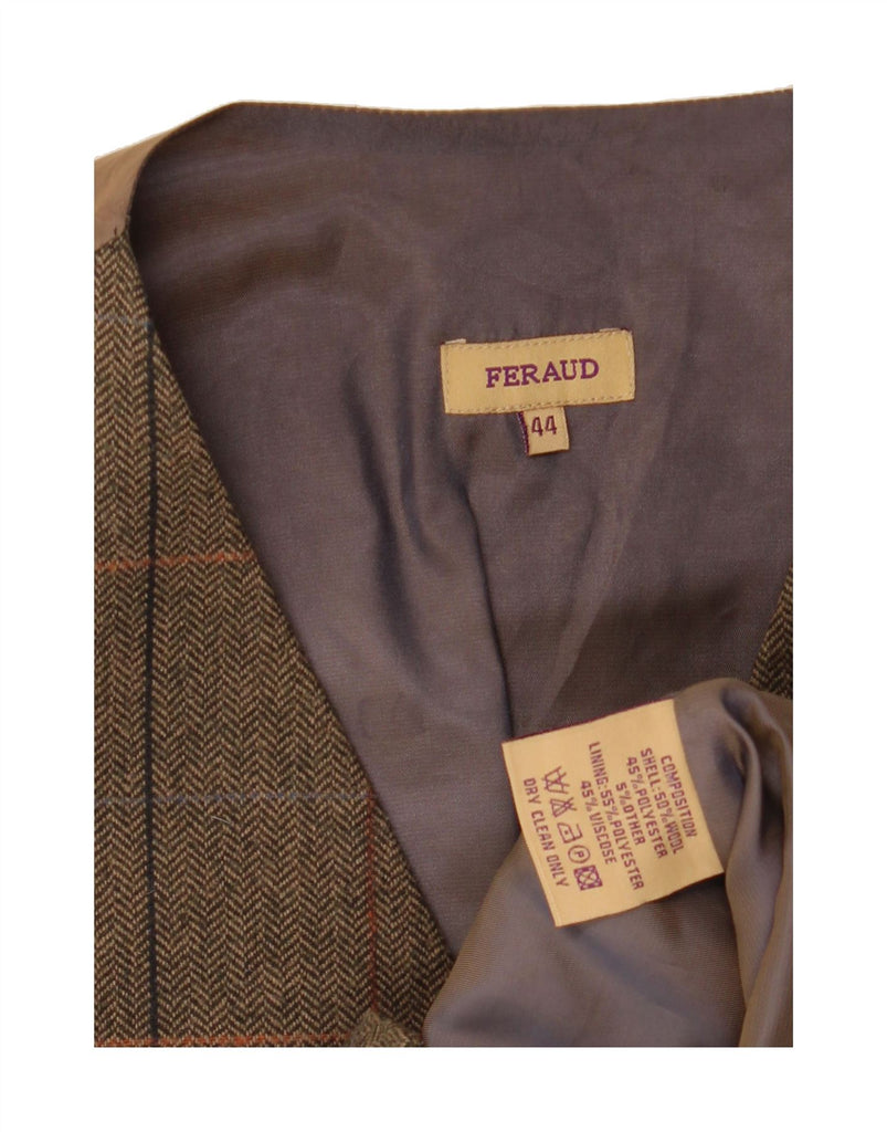 FERAUD Mens Waistcoat IT 44 XS Brown Check Wool Vintage Feraud and Second-Hand Feraud from Messina Hembry 