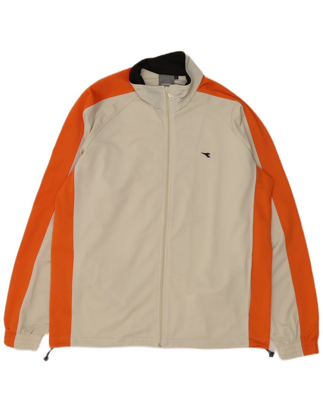 DIADORA Mens Tracksuit Top Jacket Large Off White Colourblock Polyester