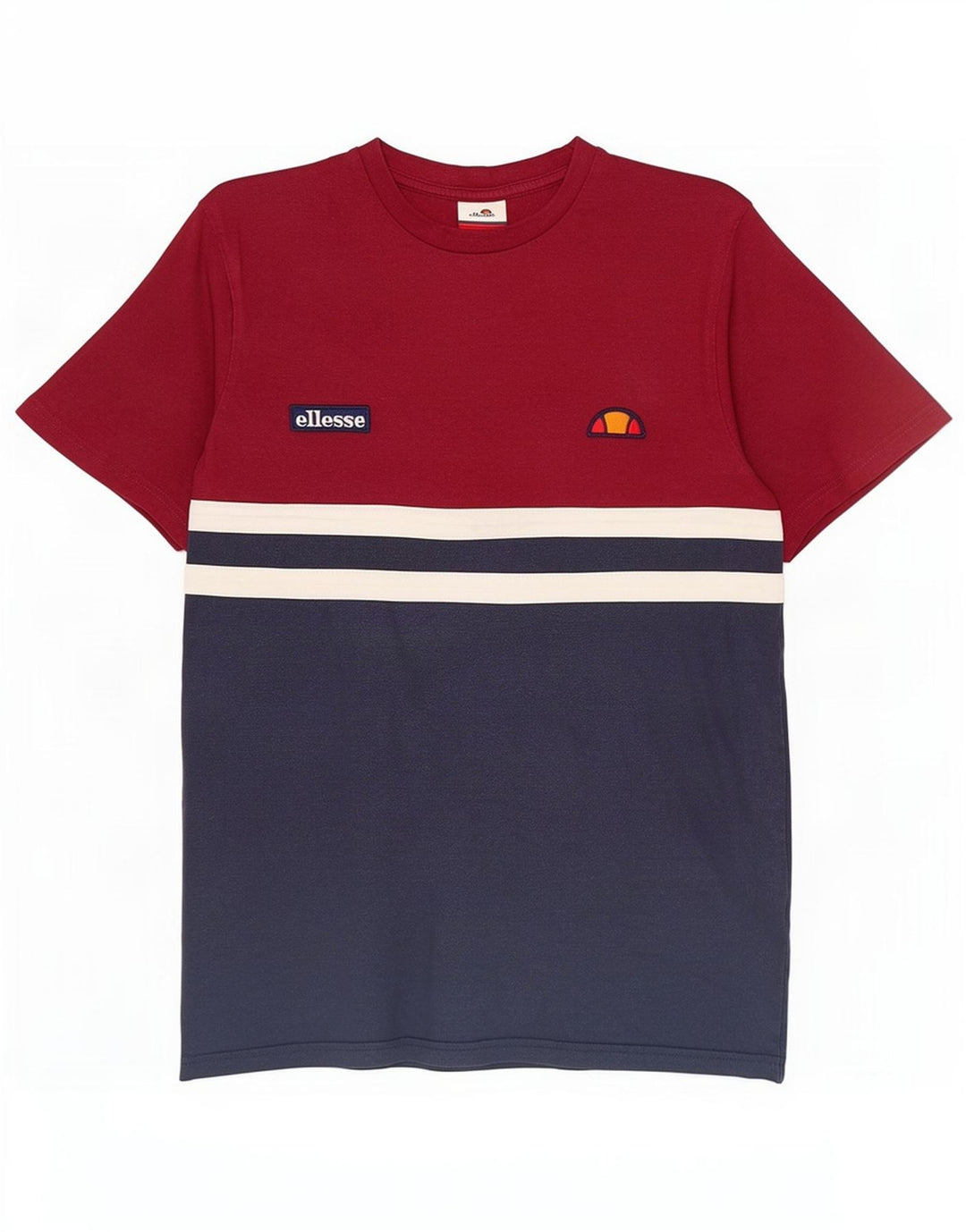 Ellesse Herre T-Shirt Top Small Navy Blue Colourblock