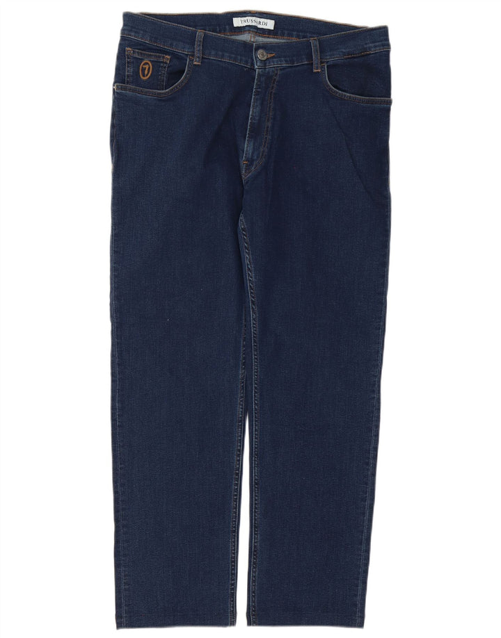 TRUSSARDI Straight jeans til mænd W36 L28 Marineblå bomuld