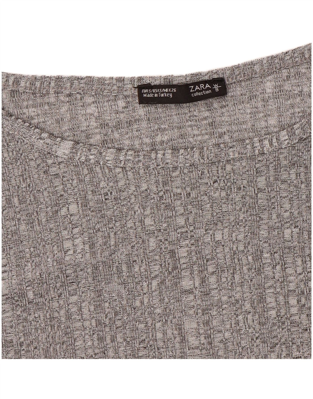 Zara Dame Top Langærmet UK 10 Små Grå Flecked