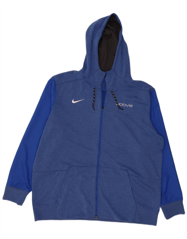Nike Hættetrøje med lynlås til mænd 2XL Blå Colourblock Polyester