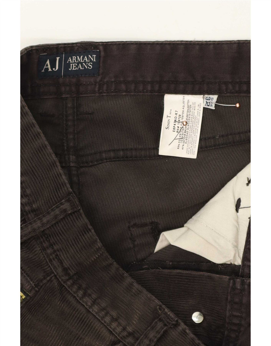 Armani lige fløjlsbukser til mænd W32 L34 brun polyester