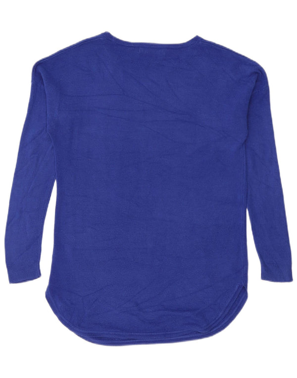Marks & Spencer Dame Boat Neck Jumper Sweater UK 10 Small Blue Acryl