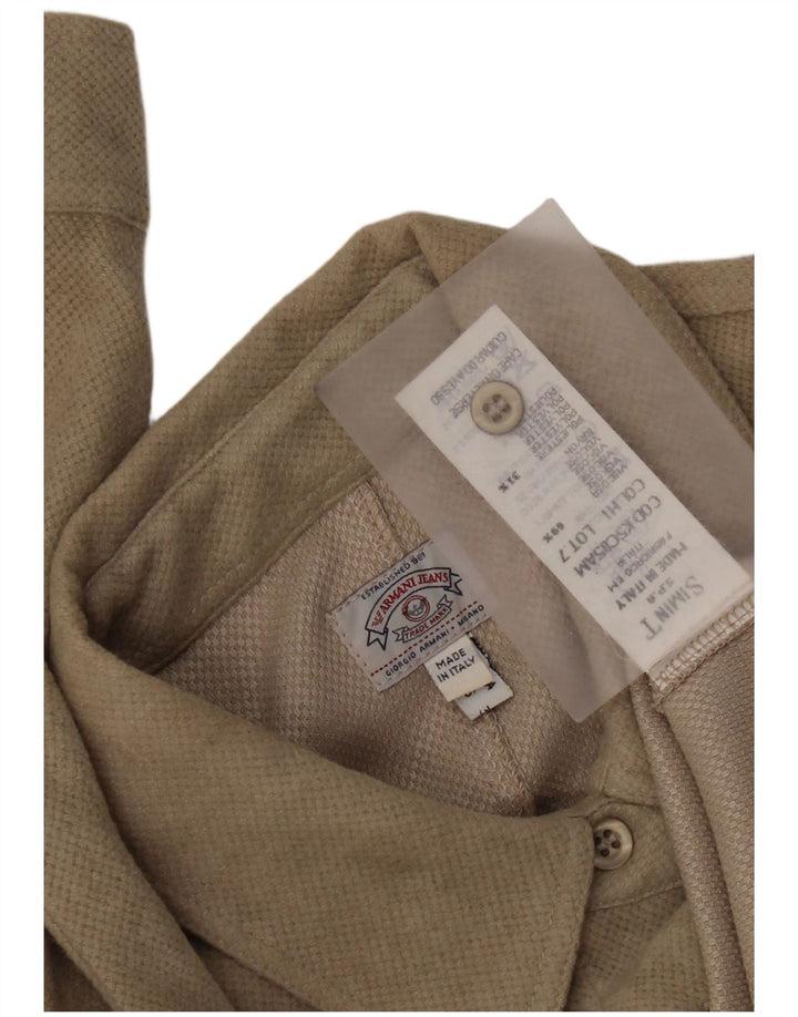 Armani Jeans Dameskjorte UK 10 Small Beige Viscose