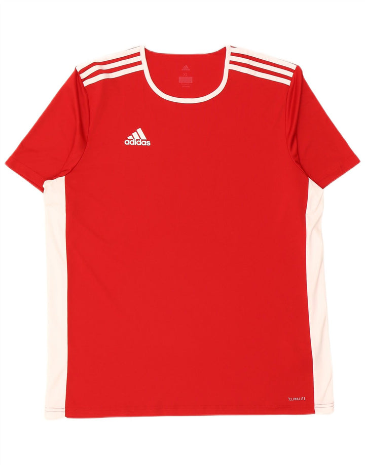 Adidas Herre Climalite T-Shirt Top XL Rød Colourblock Polyester