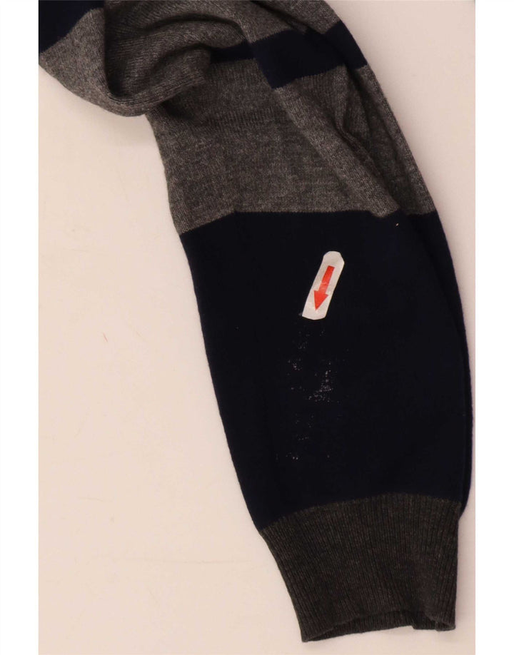 Sun68 Herre rund hals sweater stor grå stribet uld