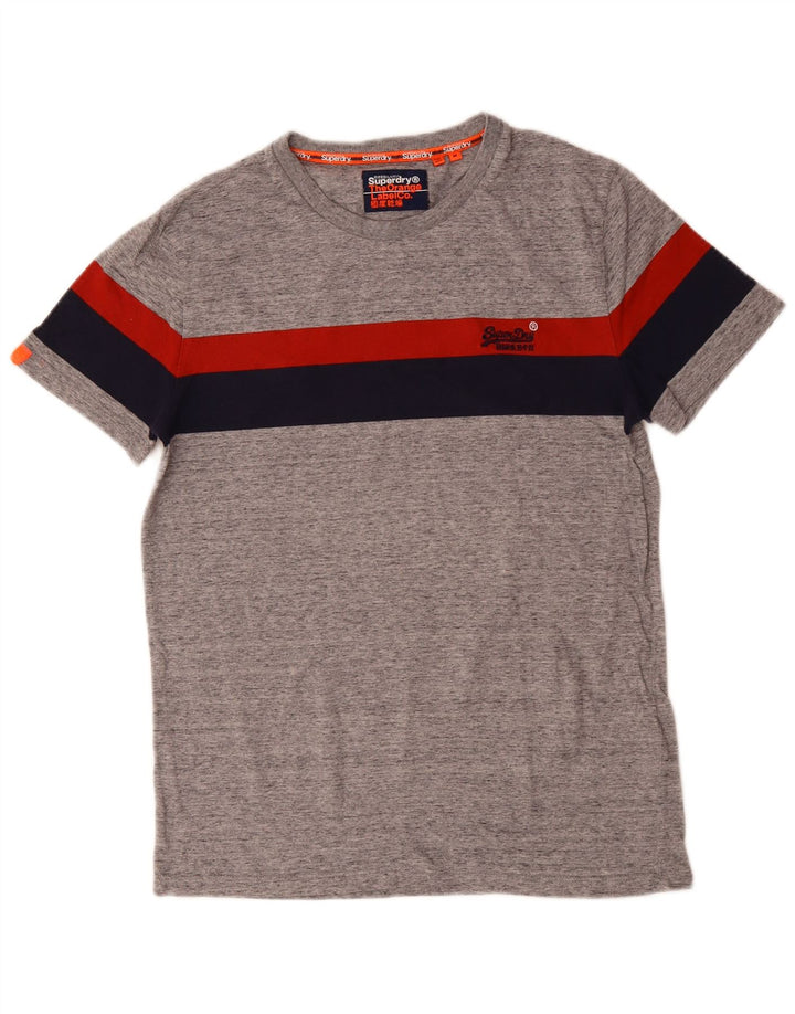 SUPERDRY Herre T-shirt Top Medium Grey Colourblock Bomuld