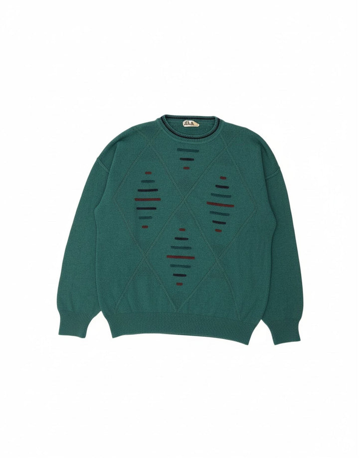 VINTAGE Mens Crew Neck Jumper Sweater IT 52 Large Green