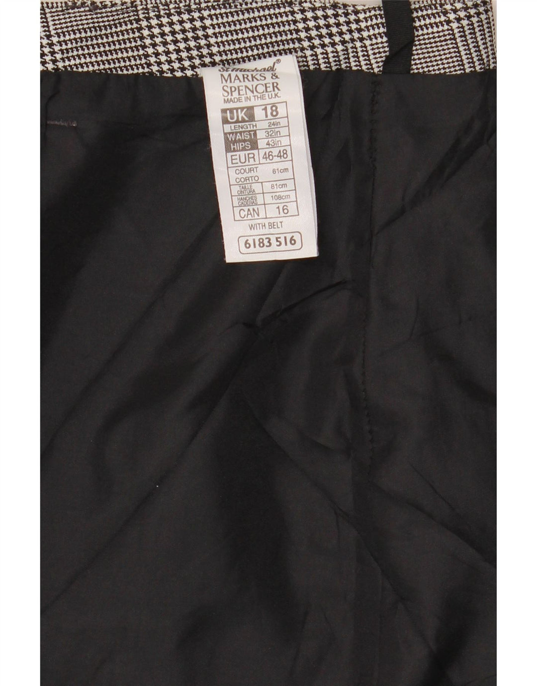Marks & Spencer Pencil Nederdel til kvinder UK 18 XL W32 Black Houndstooth
