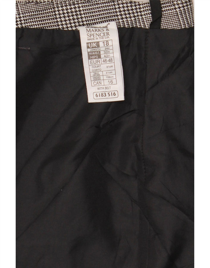 Marks & Spencer Pencil Nederdel til kvinder UK 18 XL W32 Black Houndstooth