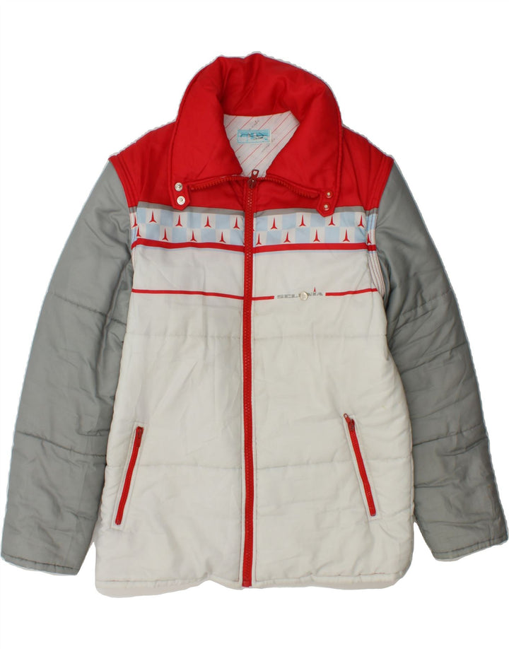 SELENIA Mens Padded Jacket UK 38 Medium Multicoloured Colourblock Vintage Selenia and Second-Hand Selenia from Messina Hembry 