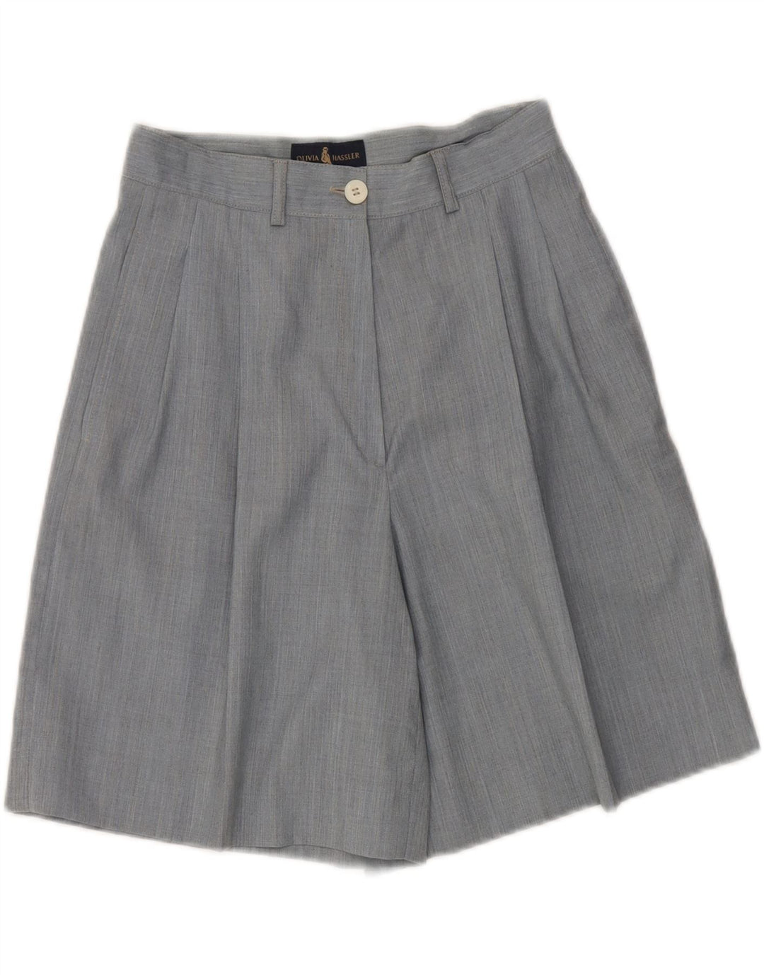 Olivia Hassler Dame Højtalje Casual Shorts IT 42 Medium W28 Blå Uld