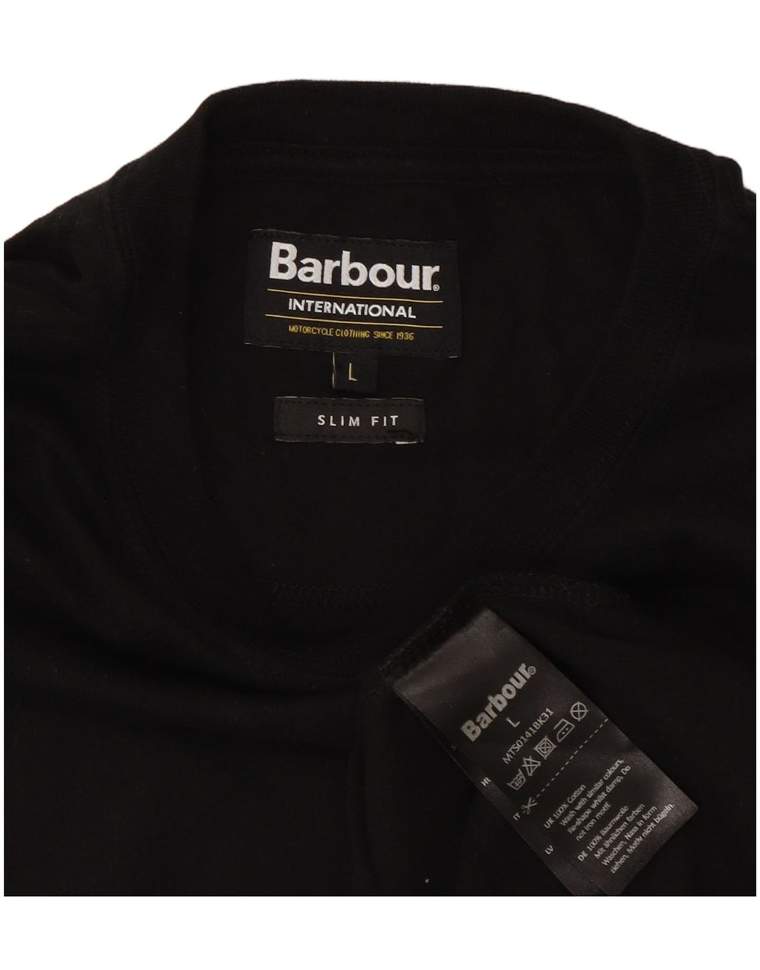 Barbour Herre Slim Fit T-Shirt Top Stor Sort Bomuld