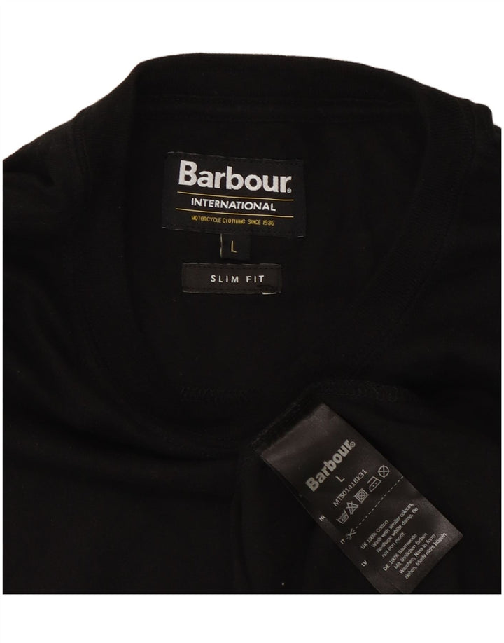 Barbour Herre Slim Fit T-Shirt Top Stor Sort Bomuld