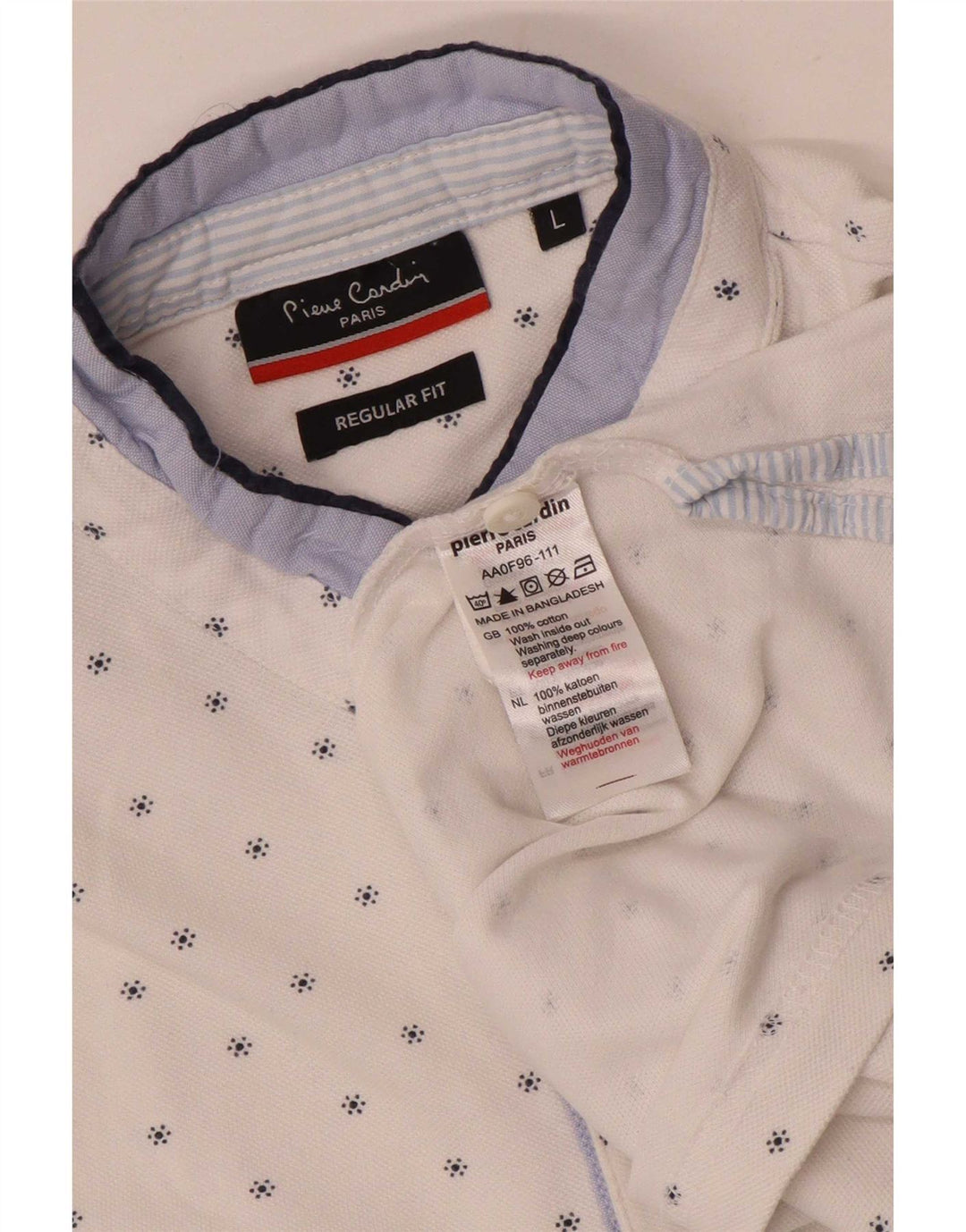 Pierre Cardin Herre abstrakt mønster poloshirt Stor hvid bomuld