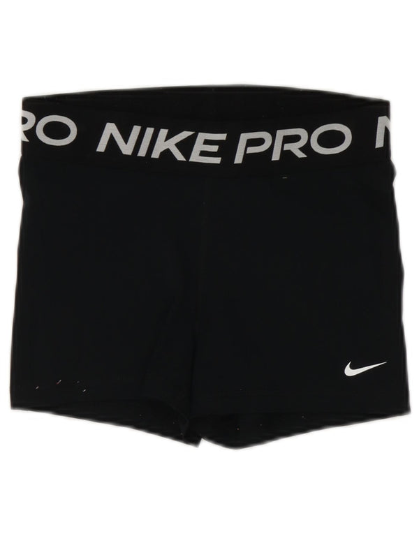 Nike Dame Dri Fit grafiske sportsshorts UK 12 Medium Sort Polyester