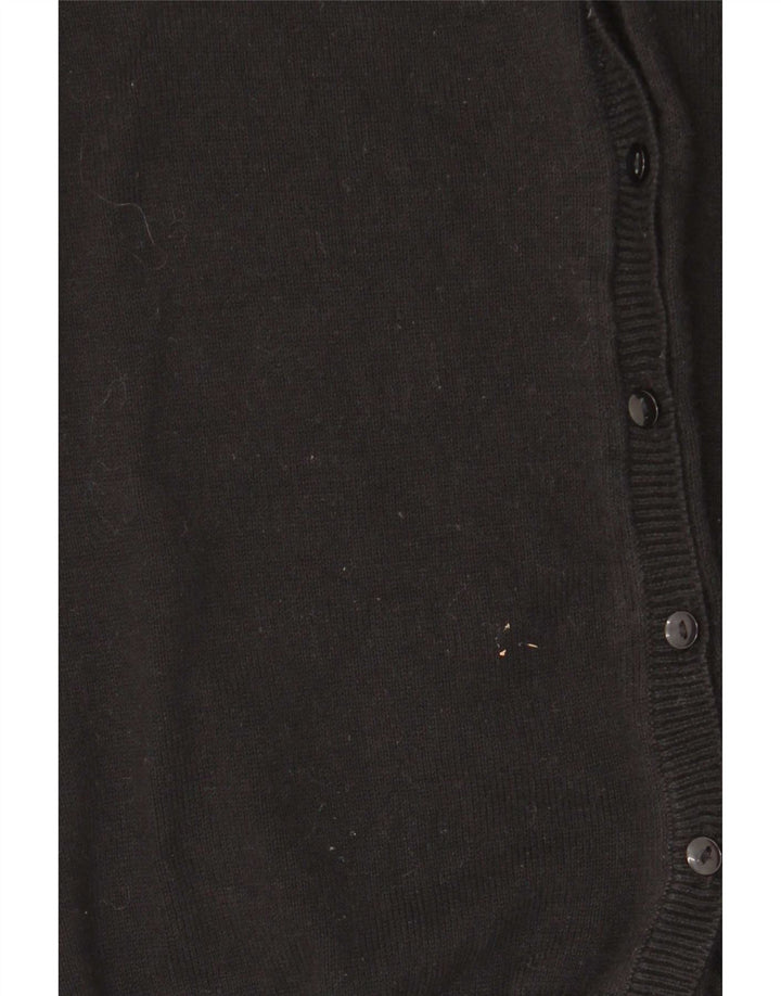 Zara Dame Cardigan Sweater UK 12 Medium Sort Bomuld
