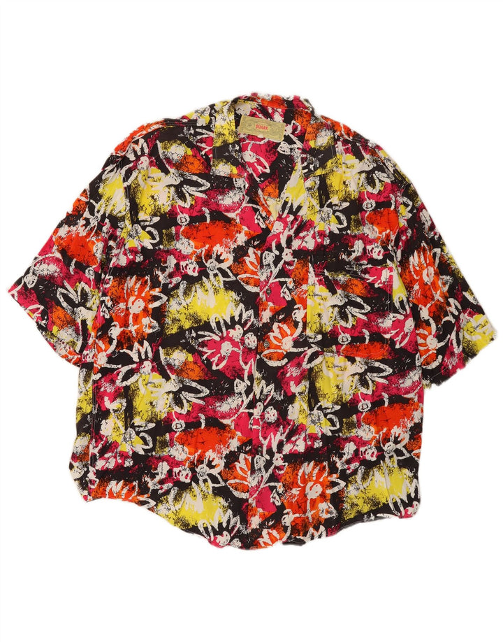 QUARK Mens Short Sleeve Shirt XL Multicoloured Floral Viscose