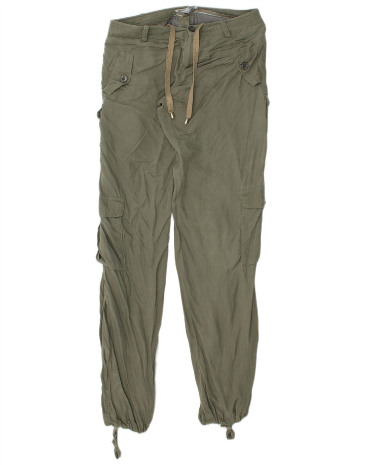 GUESS Womens Straight Cargo Trousers IT 42 Medium W30 L34 Khaki Cupro