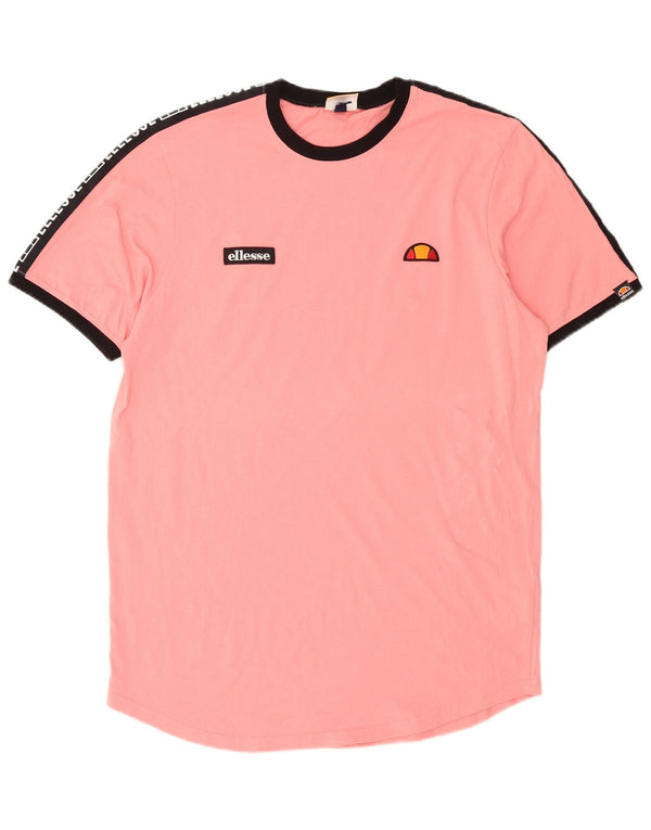 Ellesse Herre Grafisk T-Shirt Top 2XL Pink Colourblock Bomuld