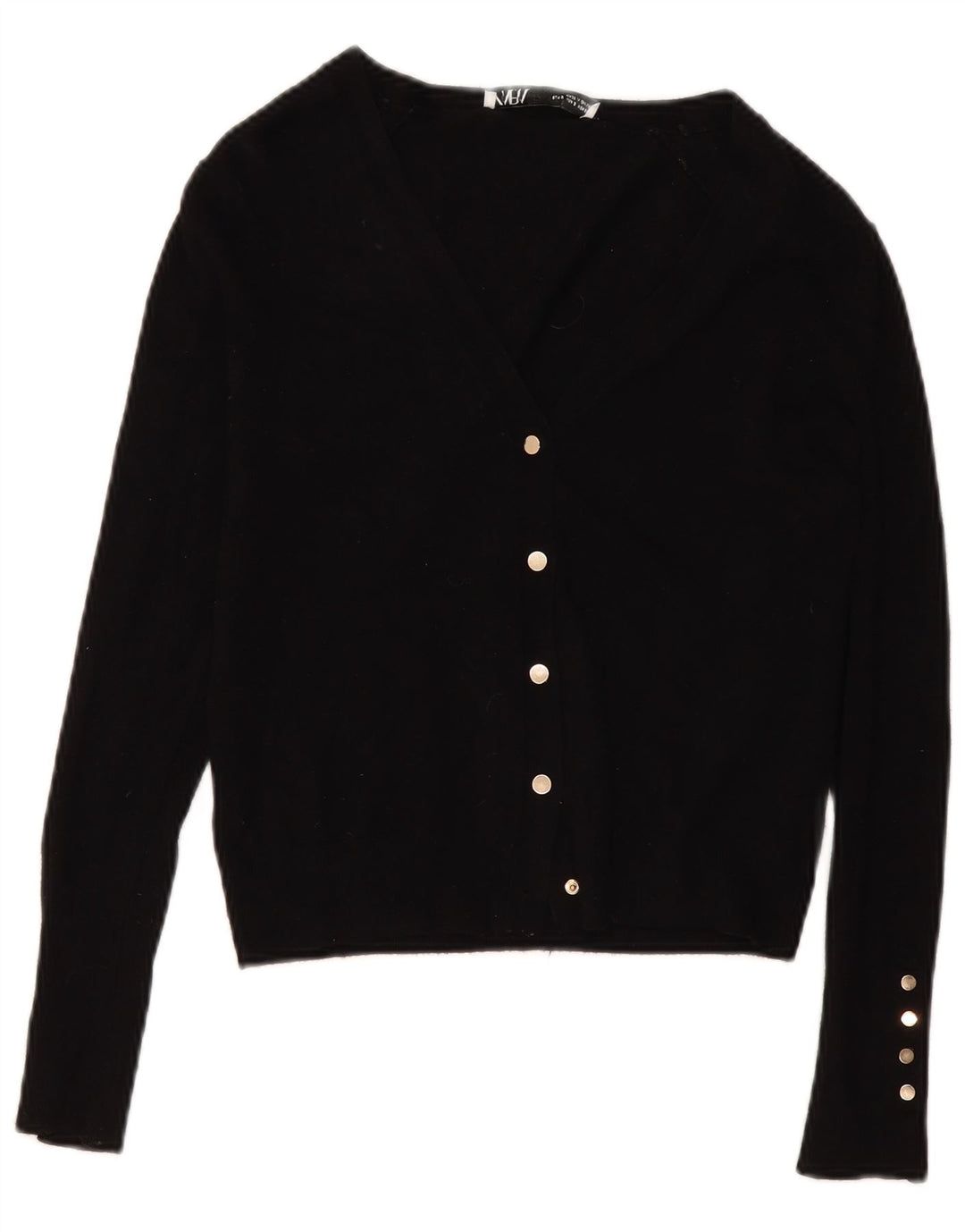Zara Dame Cardigan Sweater UK 10 Small Black Viscose