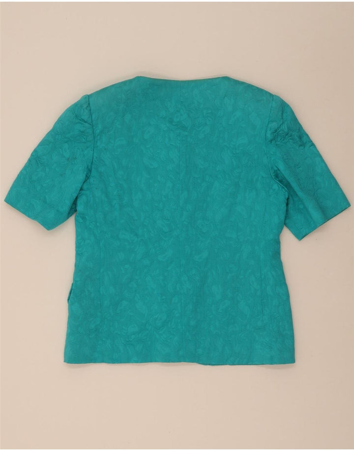 Vintage kvinders abstrakt 4 knap 2 stykke nederdel sæt UK 14 medium turkis