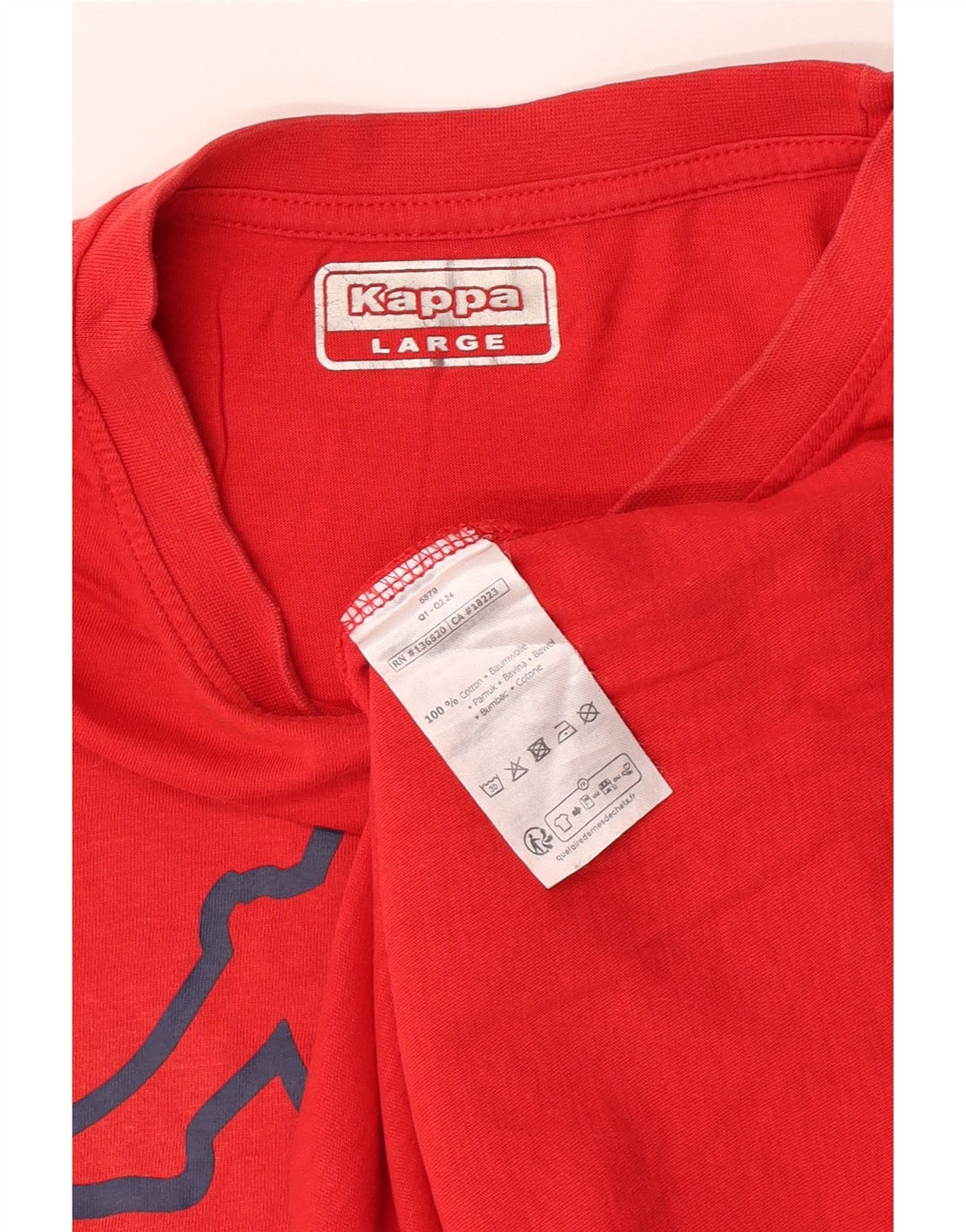 Kappa Herre Grafisk T-Shirt Top Stor Rød Bomuld