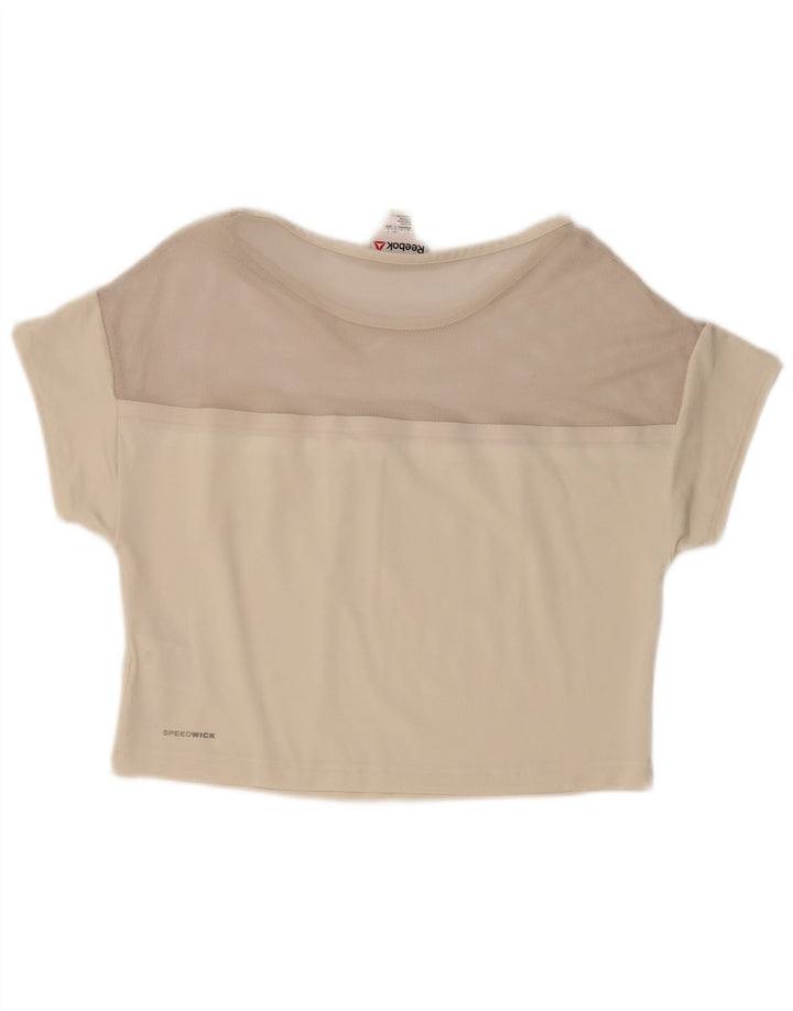 Reebok Womens Crop T-Shirt Top UK 10 Small White Polyester