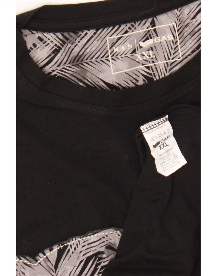 Gas Herre grafisk T-shirt top 2XL sort bomuld