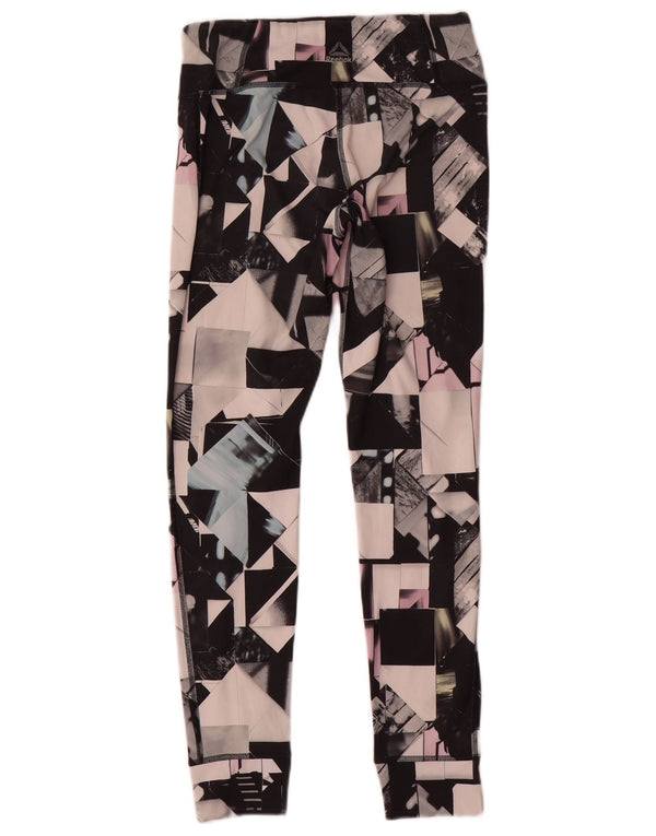 Reebok Womens Leggings UK 8/10 Lille flerfarvet geometrisk polyester