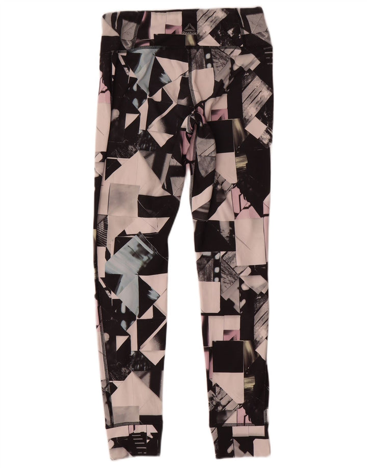 Reebok Womens Leggings UK 8/10 Lille flerfarvet geometrisk polyester