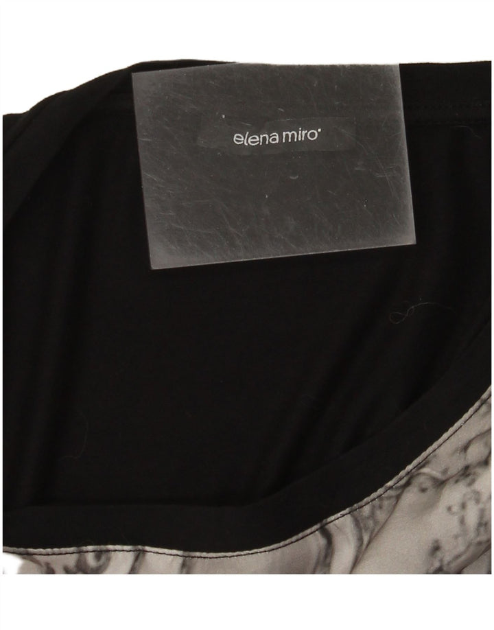 ELENA MIRO Dame Grafisk Top Langærmet UK 18 XL Sort