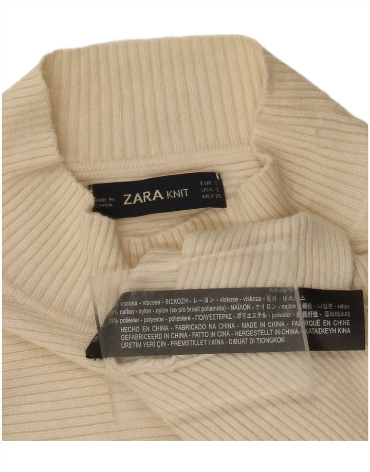 ZARA Womens Oversized Turtle Neck Jumper Sweater UK 10 Small Off White
