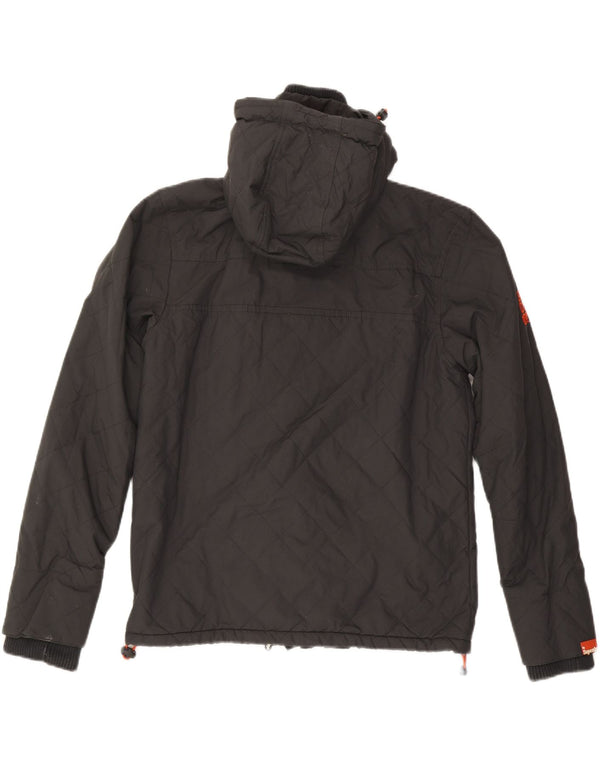 Superdry Windbreaker-jakke med hætte til mænd UK 40 Stor grå nylon