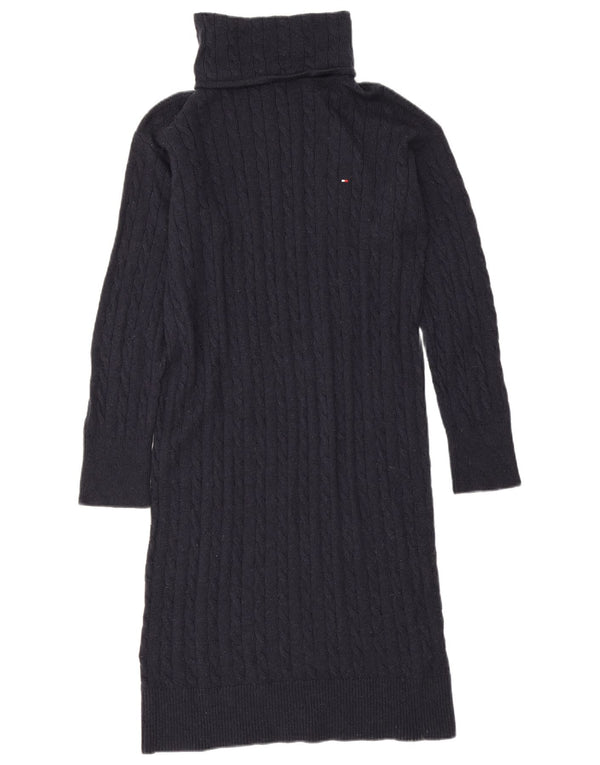 Tommy Hilfiger Dame Roll Neck Jumper Dress UK 14 Medium Navy Blue Wool