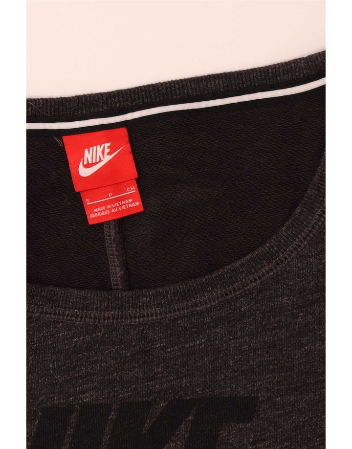 Nike Womens Graphic Oversized Sweatshirt Jumper UK 10 Small Grey Bomuld
