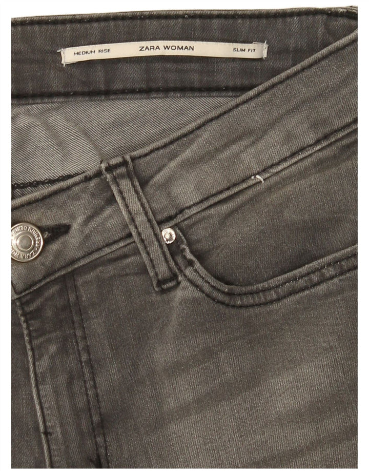 Zara Kvinders Mellem Høj Slidt Slim Jeans EU 36 XS W26 L29 Grå