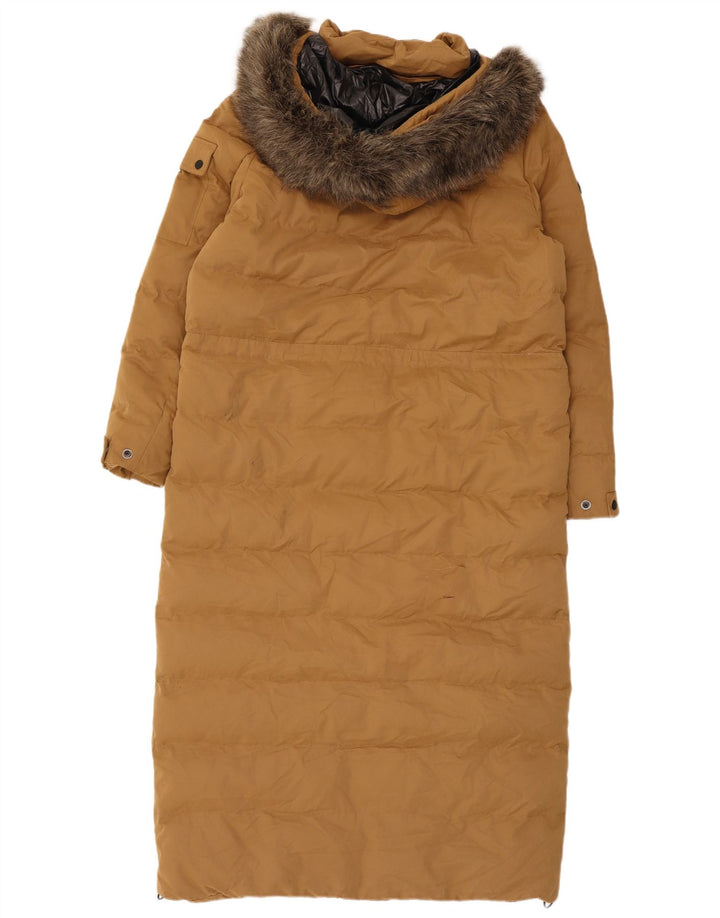 Superdry Polstret frakke med hætte til kvinder UK 12 Medium Beige Polyester