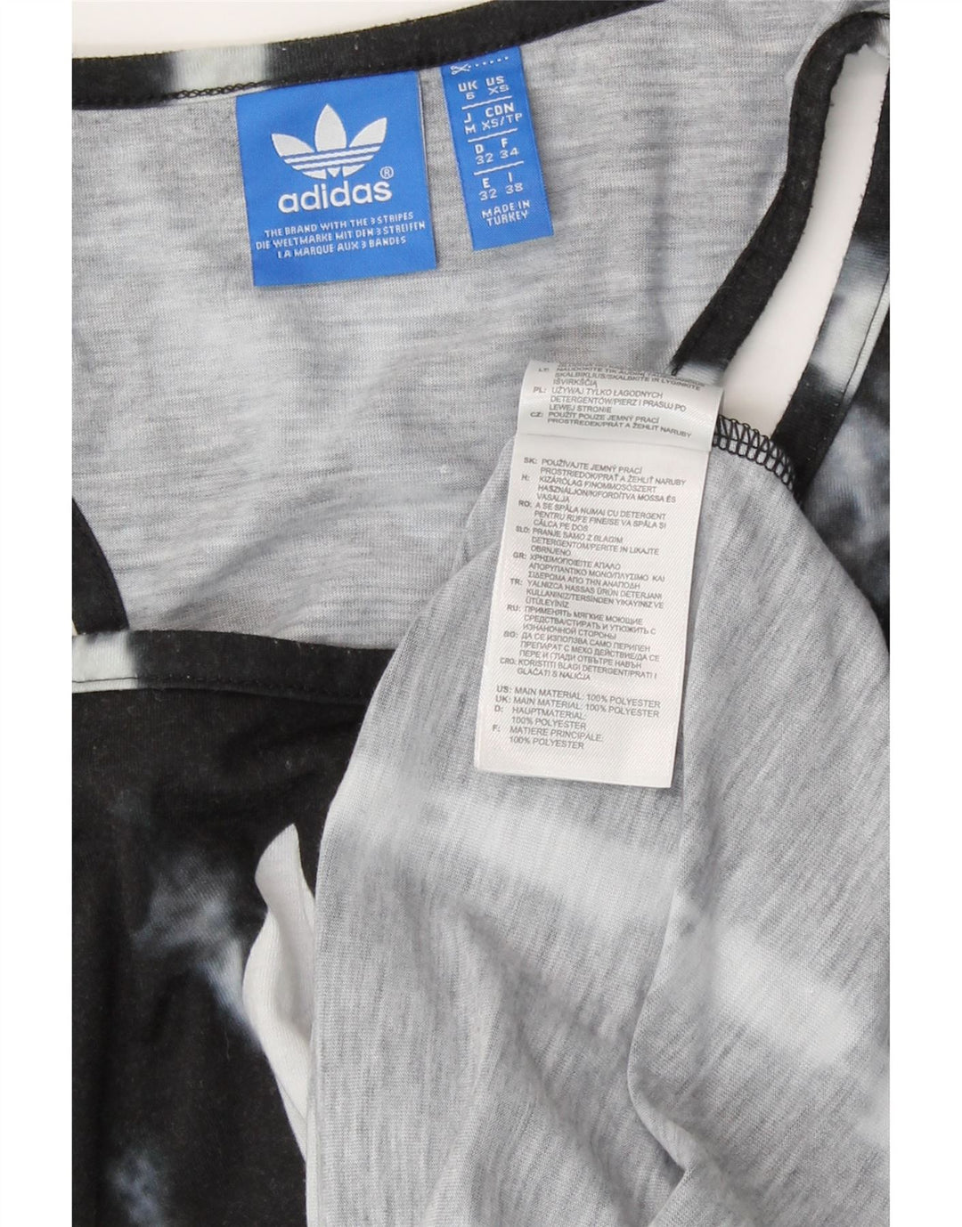 Adidas Dame Grafisk Vest Top UK 6 XS Black Tie Dye Polyester