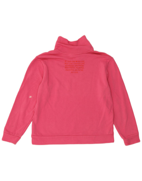Adidas Dame Grafisk Sweatshirt Jumper UK 12/14 Medium Pink Bomuld